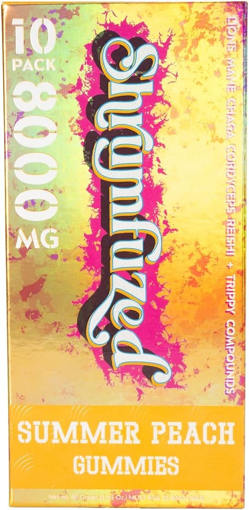 Perrietary Nootropic Gummy 8000mg - Lion's Mane, Reishi, Chaga ve Cordycep Nootropic Tripe Mushroom Mix (10, Yaz Peach)