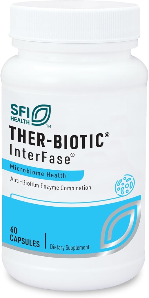 Klaire Labs SFI Health Ther-Biotic InterFase - Multi Enzyme Formula for Digestive Health & Gut Balance - Σχεδιασμένο για την υποστήριξη ενός Υγιούς Μικροβιώματος (60 Κάψουλες)