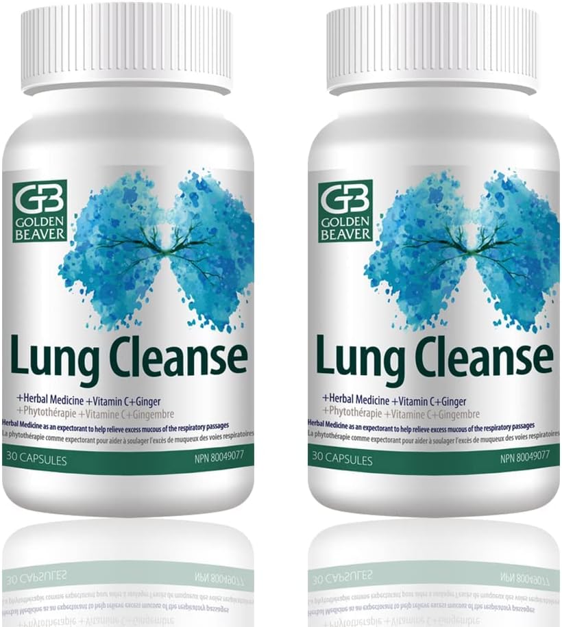 GB Golden Beaver® Lung Cleanse - Viral Enfeksiyon, Sigara, COPD, Kirlilik-7 Doğa Malzemeler tarafından Risk veya Meydandaki insanlara Etkili Ajans.2 Şişeler