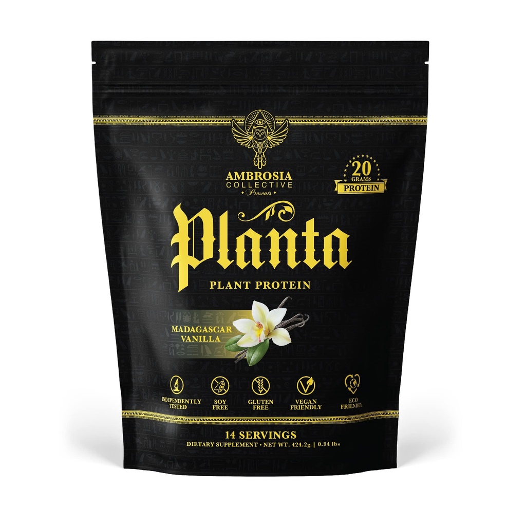 Ambrosia Planta - Premium Plant-Based Protein | Vegan & Keto Friendly | Gurating or Stomach Upset | Gluten & Soy Free | No eklenmiş Şeker | 14 Hizmet | (Vanilla)