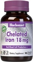 Bluebonnet Beslenme Chelated Iron 18 mg - non-constipating Iron - Soy-Free, Gluten-Free, Non-GMO, Kosher Sertifikalı, Süt-Free, Vegan - 90 Sebze Kapsülleri, 90 Hizmetler