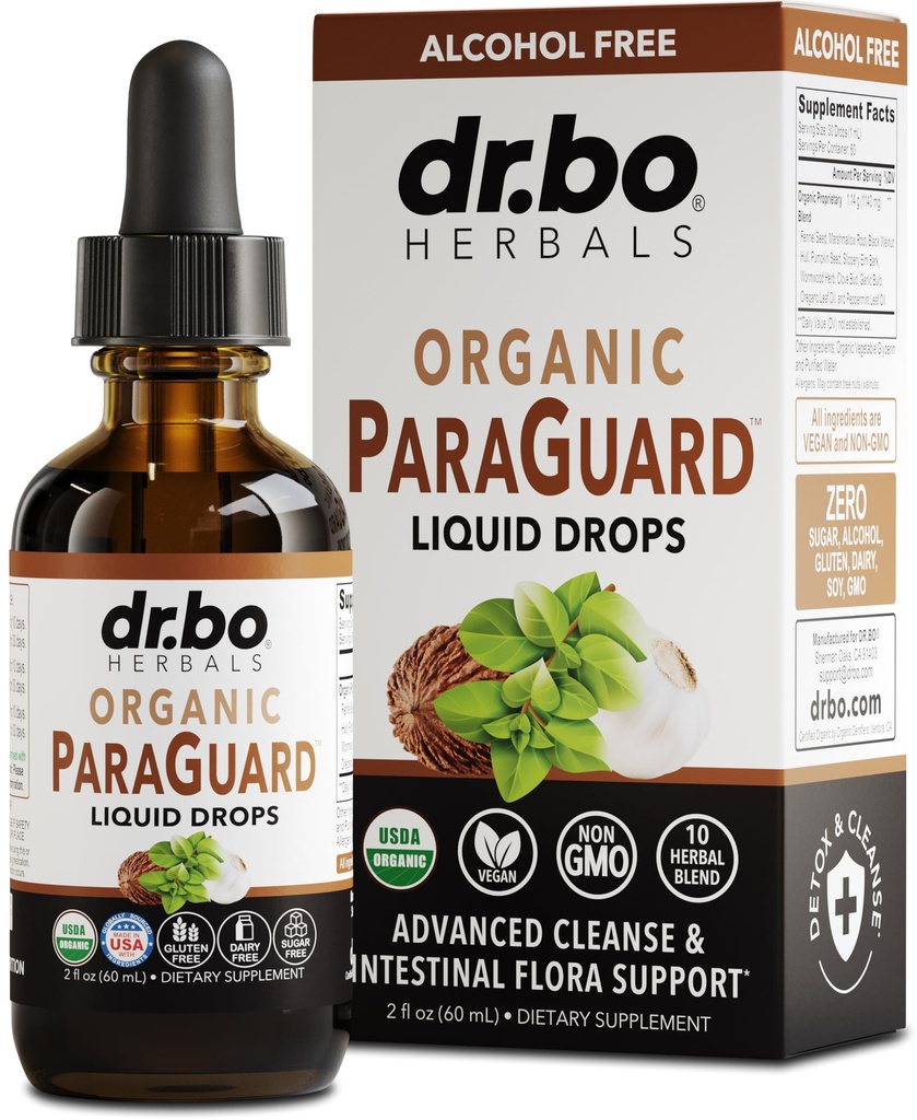 ParaGuard Cleanse Liquid Organic Detox - Organik Intestinal Guard Formula Supplement for Humans with Black Walnut Wormwood Clove & Oregano Tincture - Natural Herbal Intestine Body Gut Cleanser 2 ozin
