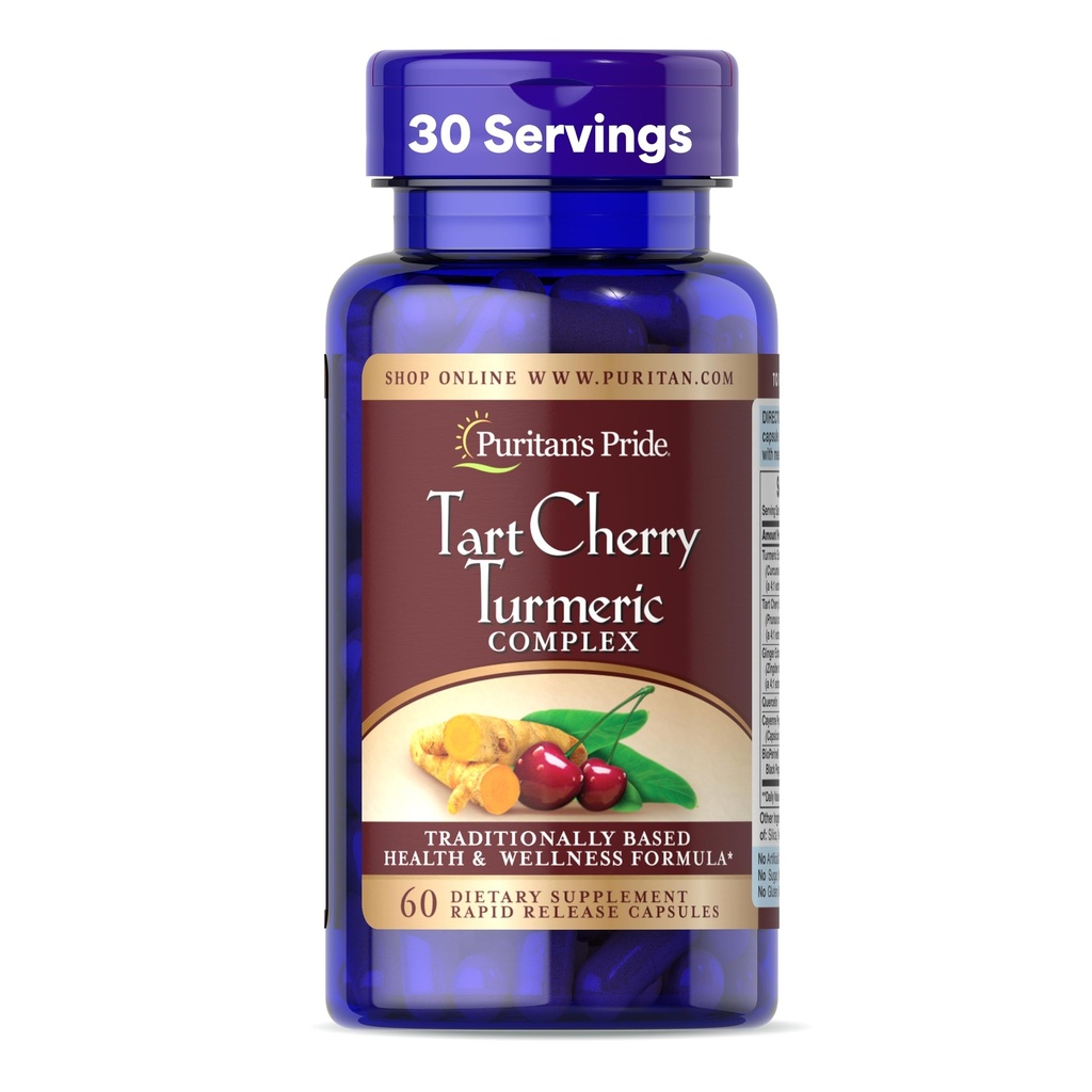 Puritan's Pride Tart Cherry Turmeric Complex, Συμπλήρωμα διατροφής για την Αντιοξειδωτική Υγεία, 60 κάψουλες ταχείας απελευθέρωσης