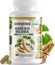 GreeNatr Ginko Biloba & Panax BTC Supplement - Red BTC Beyin Supplement for Memory and Focus - Ginkgo Biloba Supplements for Good Vision, Immune System and Improv Blood Flow - 60 Tabletler
