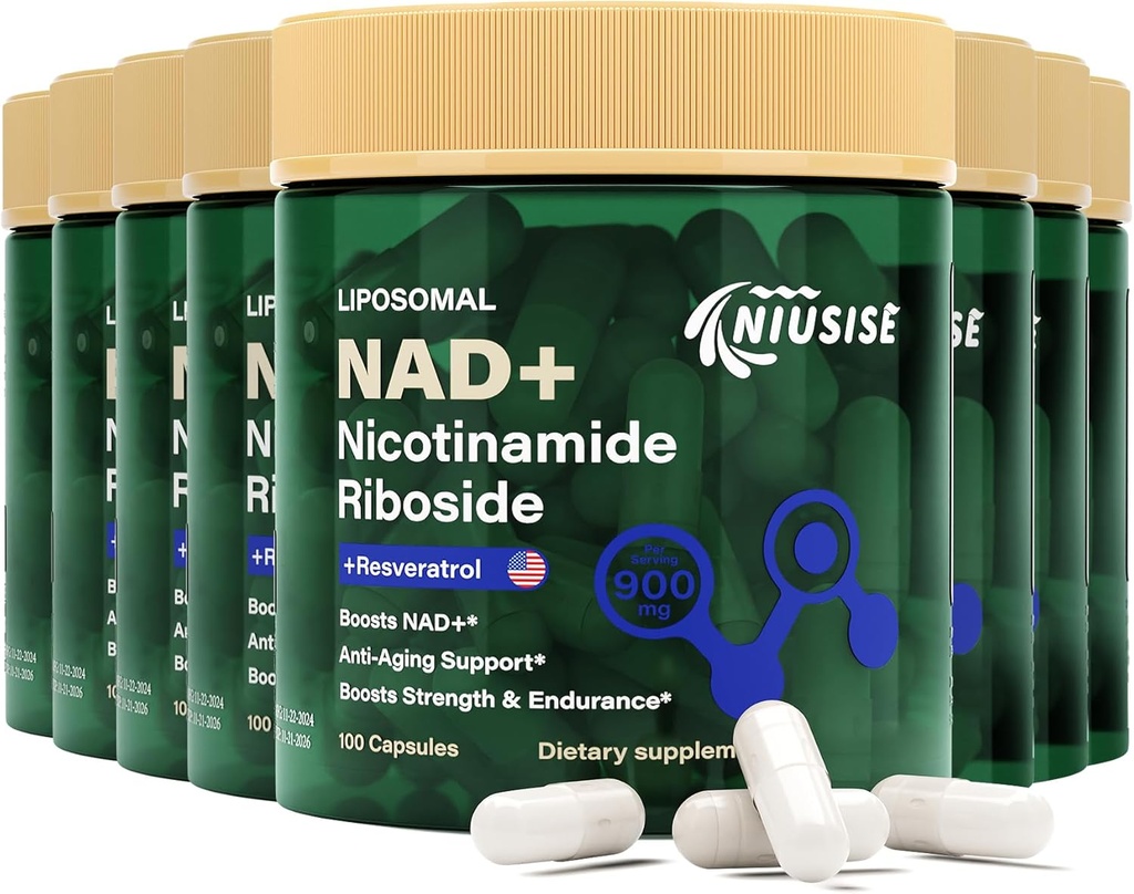 NAD Supplement, NAD Nicotinamid Riboside 900 Mg for Men and Women, Liposomal NAD+ Nicotinamid Riboside, Resveratrol & Quercetin, Enerji, NAD+, 800 Capsules