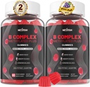 Brain & Mood Support Gummies, Super Vitamin B Kompleks for Men & Women, All B1 B2 B3 B5 B6 B7 Folate MethyB12 with PABA, Inositol, Choline, Supports MTHFR Gen & Energy, Vegan, 120Ct