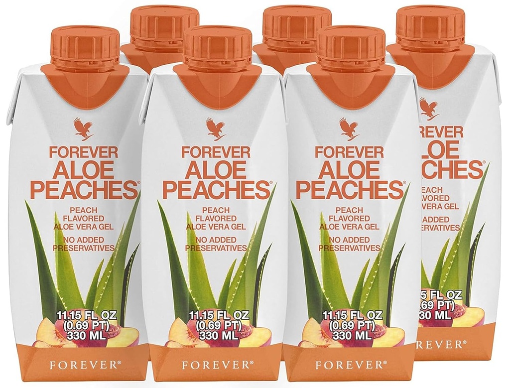 Sonsuz Yaşam - Forever Aloe Peaches - Destekler Digestion, Immune System, Energy Levels No Preservatives, Vegan, Gluten-Free - 6 Packs