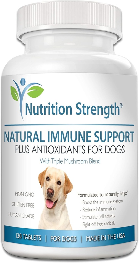 Immune Support for Dogs Plus Antioksi, Reishi, Shiitake, Maitake, Türkiye Köpekler için Tail Mushrooms, Coenzyme Q10, Selenium, Vitamin A, 120 Chewable Tabletler