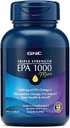 GNC Triple Strength Fish Oil EPA 1000 Mini, 1000 mg Omega 3, Mini Softgels, Supports Eye, Brain, Skin, Sağlıklı Triglycerides, Heart, Ortak, Fishy Burps'ı Kontrol etmek için kaplamalar, 45 Hizmetler