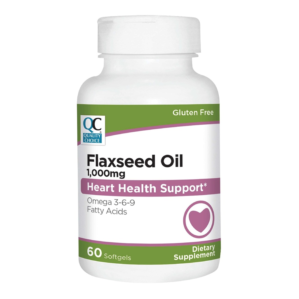Quality Choice Flaxseed Oil 1000 mg Softgels – Cold Pressed, Plant-Based Source of Omega Fatty Acids – 120 Easy-to-Swallow Softgels – No Artificial Colors or Preservatives