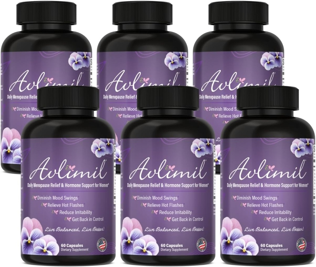 Hormone Balance & Menopause | Relief from Mood Swings, Hot Flashes, Night Sweats & Irritability - Isoflavones, Black Cohosh, Raspberry, Valerian, Sage, Red Clover, Lemon Balm - 60 Count (6)