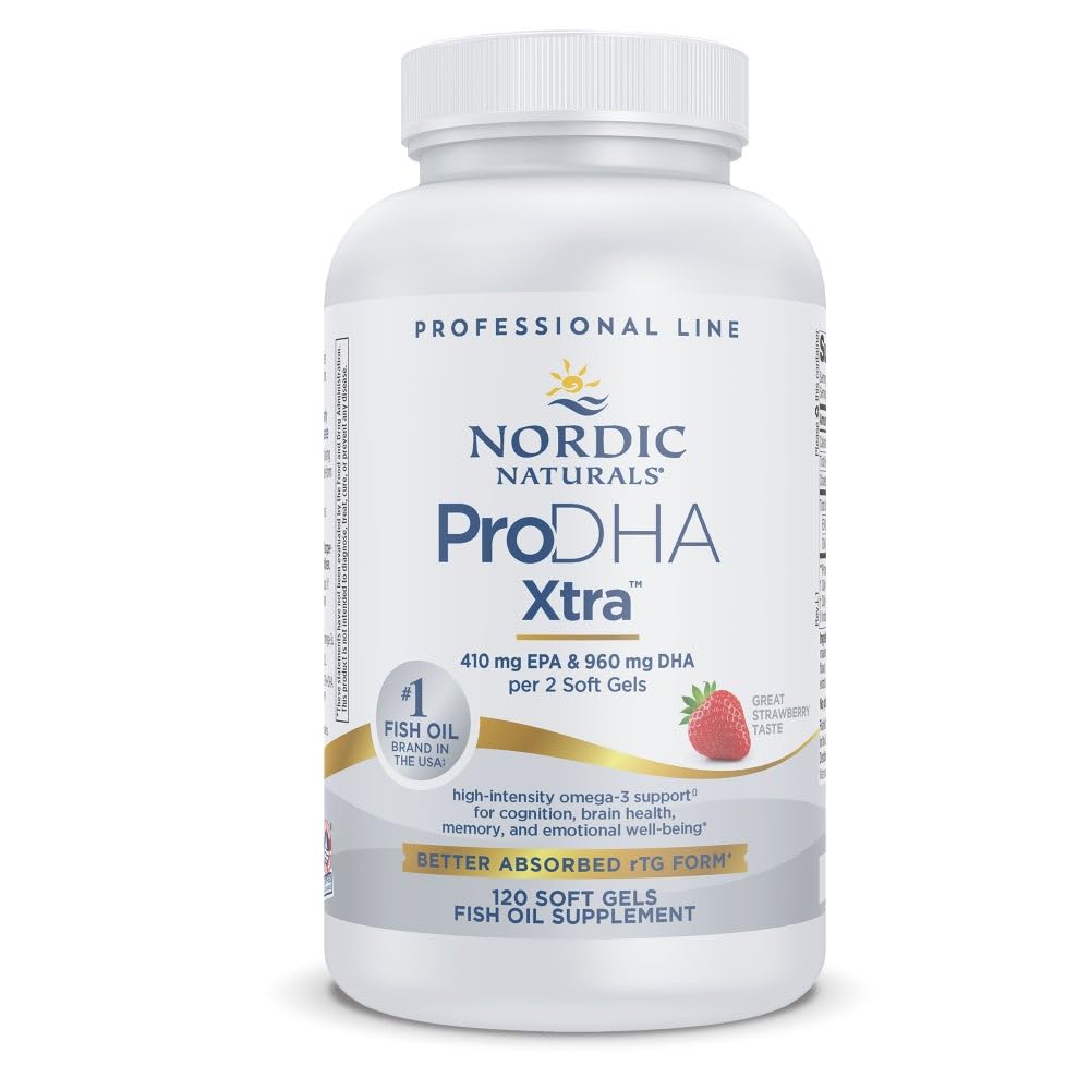 Nordic Naturals ProDHA 1000, Strawberry - 120 Soft Gels - 1660 mg Omega-3 - Nörolojik Sağlık için Yüksek Lisans DHA Formula, Mood & Memory - Non-GMO - 60 Hizmetler