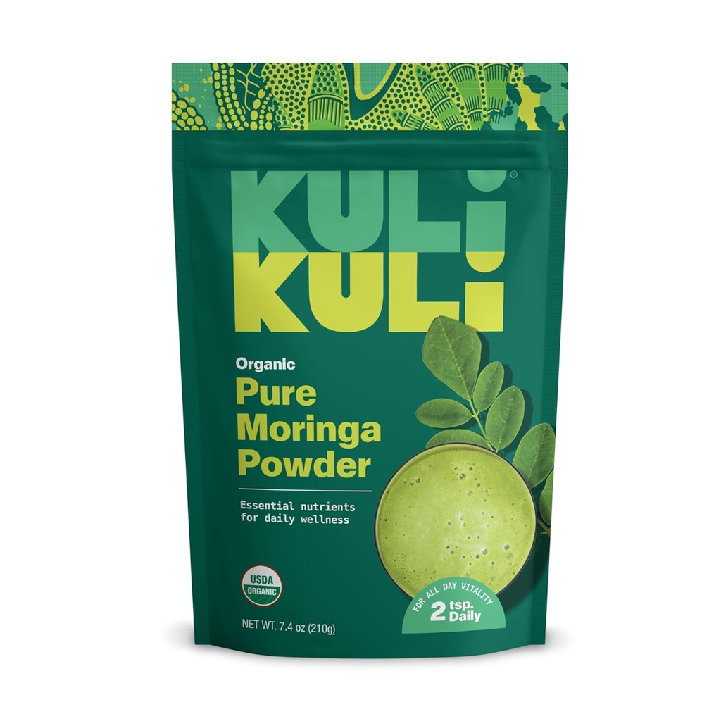 Kuli Moringa Oleifera Organic Leaf Toz & Green Smoothie,% 100 Pure USDA sertifikalı ve Non-GMO Moringa Toz, Keyifler, Çay ve Yiyecek, 1 Pack