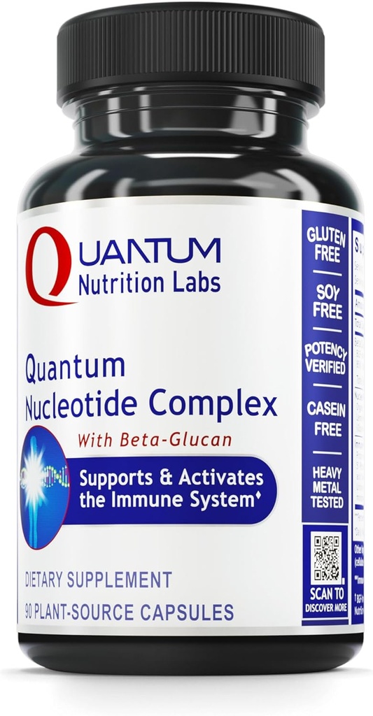 Kuantum Beslenme Laboratuvarları Kuantum Nucleotide Kompleksi - Beta Glucan Immune Support Supplement with Yeast Nucleotides & Reishi, 400 mg 1,3 Beta-Glucan Per - 90 Vegetarian Capsules