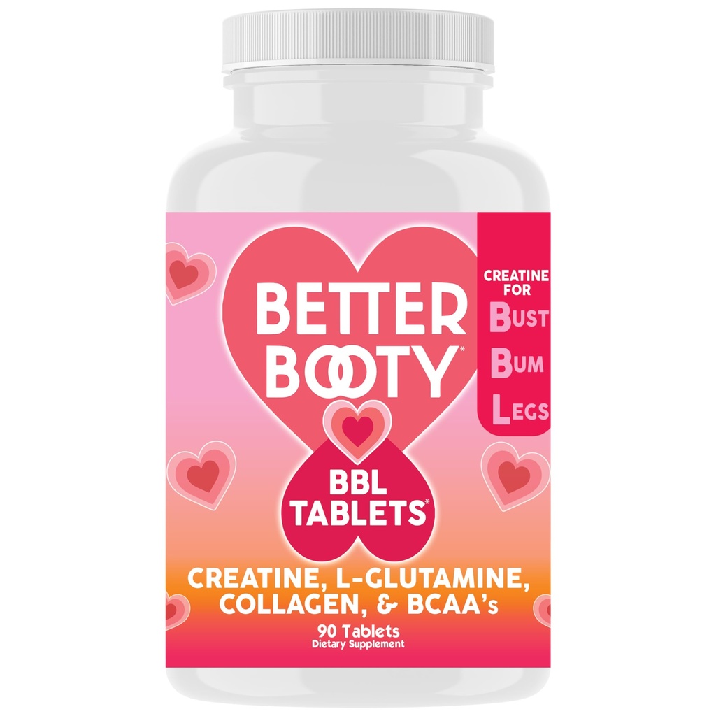 Better Booty BBL Tablets - Creatine Complex Supplement for Women with Creatine Monohydrate, L- Glutamine, Collagen, and BCAA's (90ct)