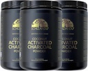 Organik Charcoal Toz Aktif Charcoal Natural, Vegan, Organik, GMO Free - Büyük Şişe 25 oz Toz - 3pack