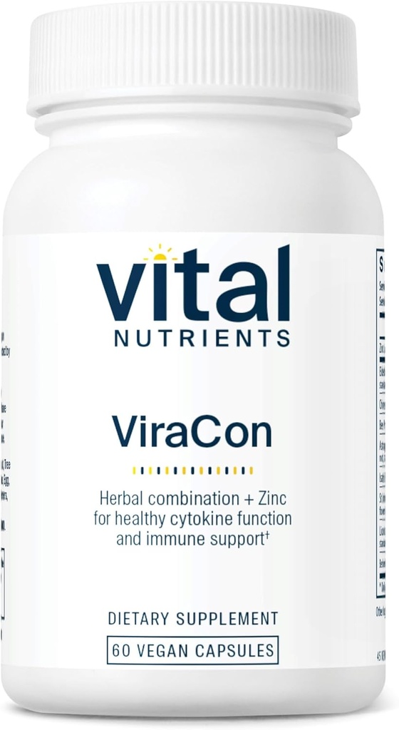 Vital Nutrients ViraCon | Vegan Immune Support Supplement* | çinko, Elderberry, Licorice Root Extract, & Other Herbs for Comprehensive Immune Support | Gluten, Dairy, Soy Free | Non-GMO | 60 Capsules