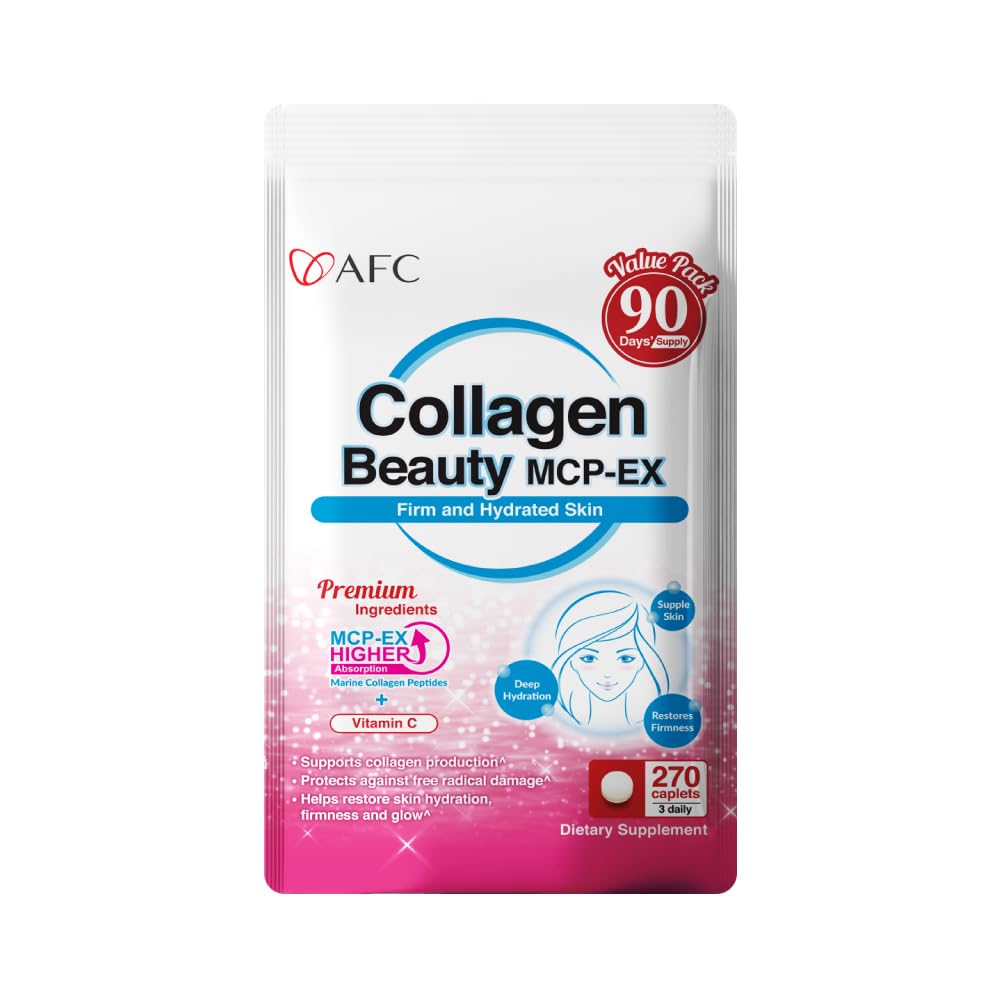 AFC Japonya Marine Collagen Beauty MCP-EX with Marine Collagen Peptide, 1.5X Diğer Collagen, Anti-Aging, Skin, Hair, Nails, Bone and Commons, for Women & Men, 90 Days Supply