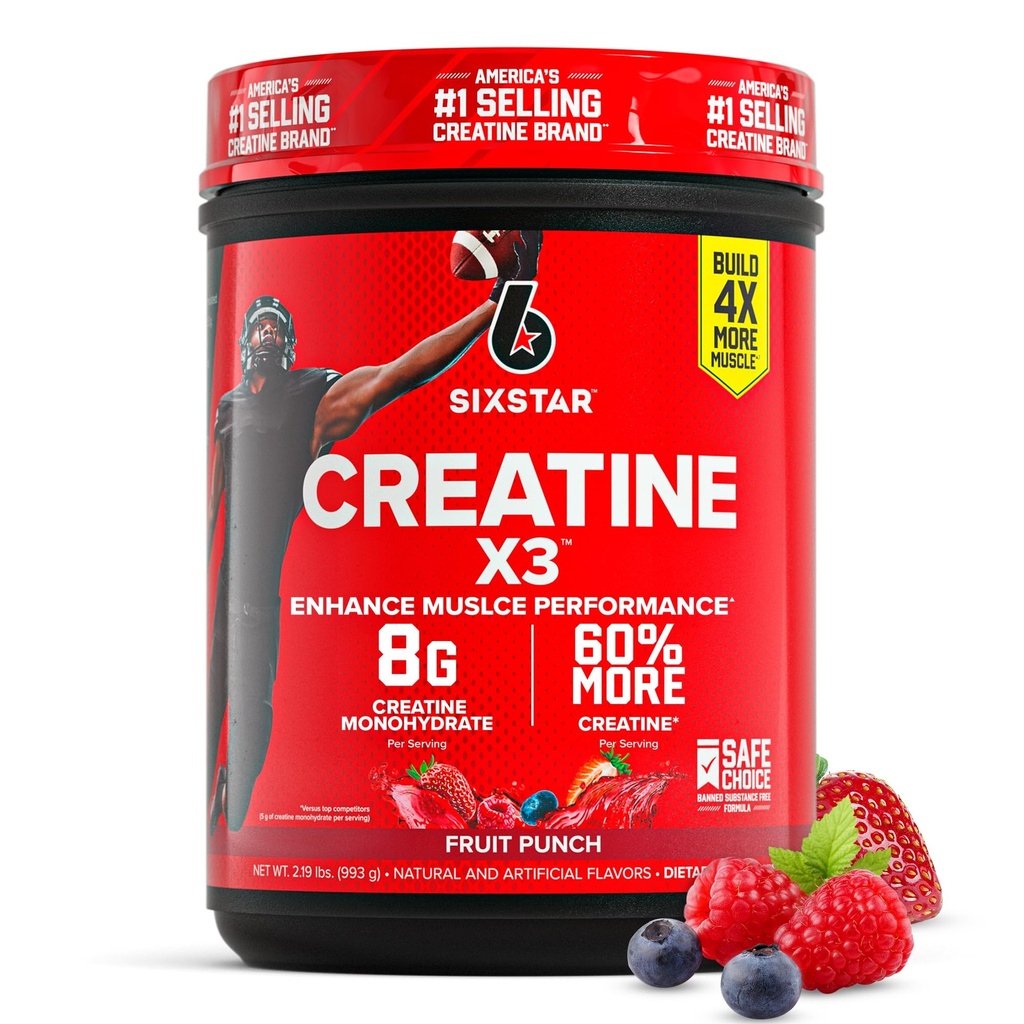 Six Star Tinatine Monohidrat Toz, X3 (Fruit Punch) - Flavored Kre Binası ve Performans için Kromat HCl Toz Monohidrat Tamam - Erkekler ve Kadınlar için Post Workout Supplement - 30 Hizmet