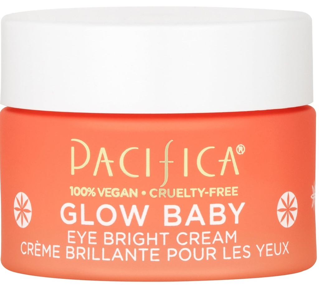 Pacifica Glow Baby Brighting Eye Cream – C Under Eye Cream for Dark Circles & Puffiness, Caffeine-Infused Eye Brightener for Tired Eyes Fragrance-Free 0,5 oz Clean Vegan Dermatolog Tested