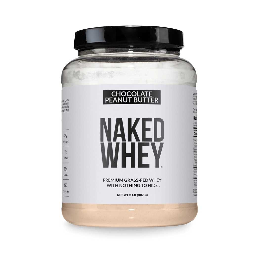 NAKED Whey σοκολάτα πρωτεΐνη φυστικοβούτυρο σε σκόνη, χόρτο Fed Whey, χωρίς GMO, χωρίς σόγια, και χωρίς γλουτένη.