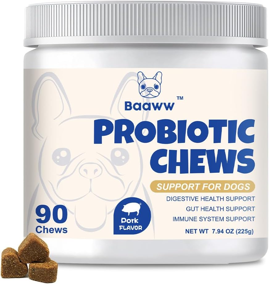 Köpekler için probiyotikler - Itchy Skin, Ears, Yeast Balance, Allergies,Health Immunity, Dog Gut Health, Digestive Health with Prebiyotiks, Dogs Probiyotiks, Reduce Diarrhea, 90 Chews (Pork)