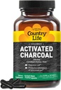 Country Life Coconut aktif Charcoal Capsules, 260 mg - Doğal Charcoal Supplement for Gas and Bloating Relief - Gluten-Free, 100 Vegan Capsules