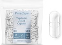 PureCaps USA - Boş Vejetaryen Vegan Pill Capsules Boyutu 00| 500 Joined Pills / Non-GMO Sertifikalı | SLS, Gluten, Preservative Free Free