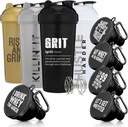 GOMOYO Fitness Bundle - 4-πακέτο μπουκάλια shaker με Agitor + 5-πακέτο χωνιά πρωτεΐνης με Carabiner, BPA-Free & Πλυντήριο πιάτων ασφαλή