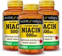 MASON NATURAL Niacin 500 mg Flush-Free, Supports Heart Health, Nervous System & Energy Production, 60 Capsules, 3 Paket