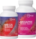 Microbiome Labs MegaPre Prebiotic to Support Digestion & Gut Barrier (180 κάψουλες) + MegaQainone K2-7 Συμπληρωμένο συμπλήρωμα βιταμίνης Κ με μαγνήσιο, ψευδάργυρο (60 κάψουλες) - 2 Product Bundle
