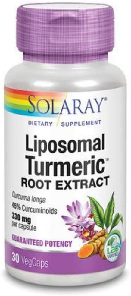 Solaray εγγυημένη ισχύς Liposomal Turmeric Root Extract Non GMO, Veg Cap (Btl-Plastic) 330mg 