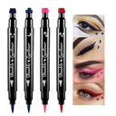 BINGBRUSH Double-sided Liquid Stamp Eyeliner Pen, Face Stamps Makyaj Extremely Black Su Su Suları Slim Gel Felt Tip Yüksek Siyah Pigment Sıvı Gözlü & Seala Para ipuçları de jel(Renkli)