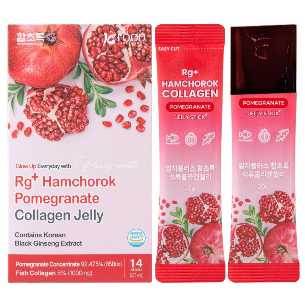 Rg+ Pomegranate Collagen Jelly(20gx14stick) / Anti-Ageing Koreli-Beauty /360DADA Marine Collagen +Vitamin C&E BTC Immune Support, Skin, Hair, Nail & Ortak (14)