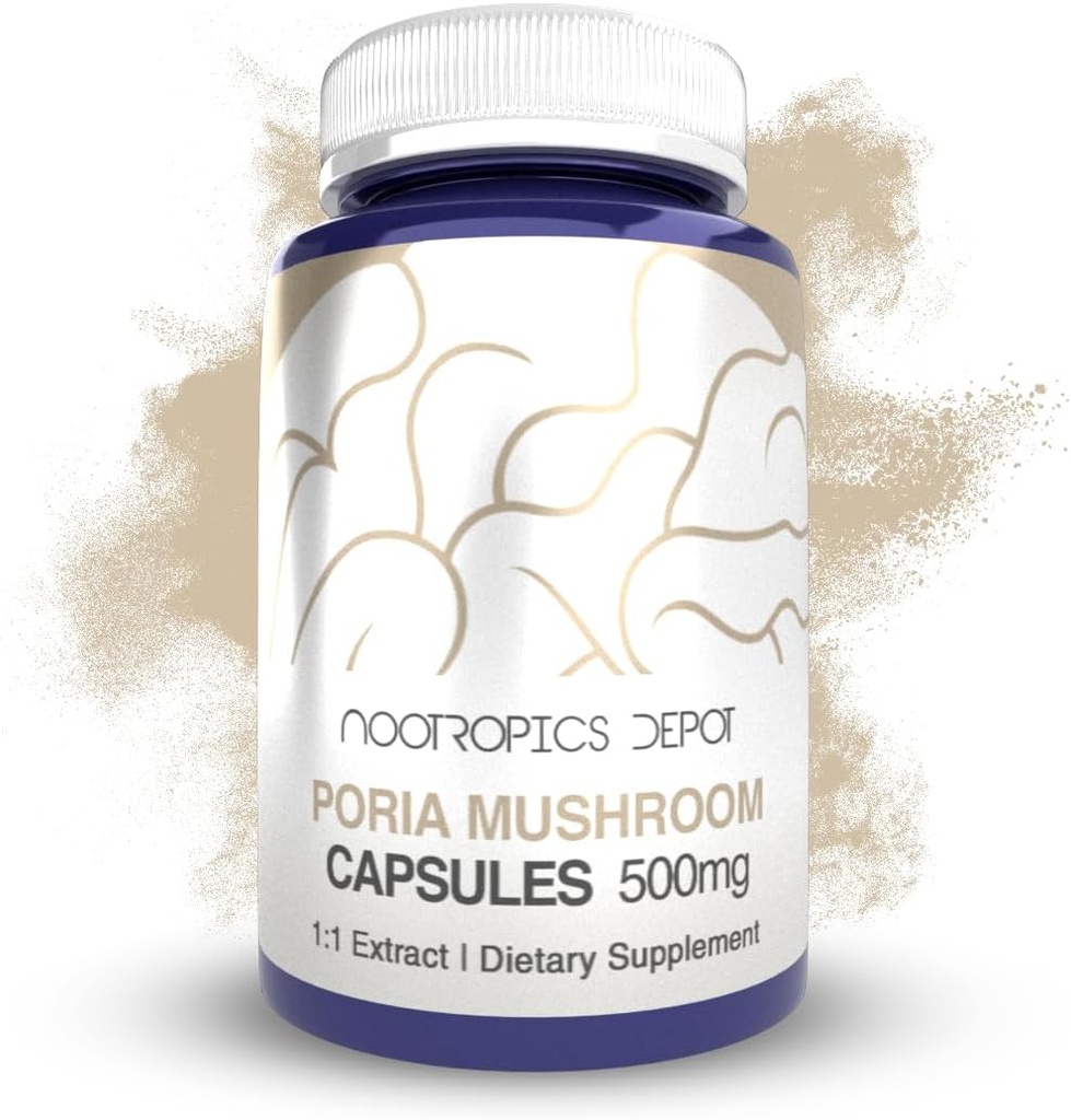 Nootropics Depot Poria Mushroom Capsules | 500 mg | 60 Kont | Wolfiporia extensa