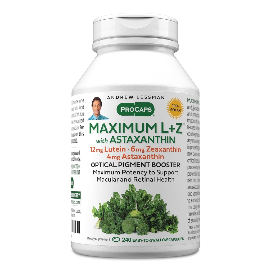 ANDREW LESSMAN, Astaxanthin 240 Softgels - 12 mg Lutein, 6 mg Zeaxanthin, 4 mg Astaxanthin. Göz ve Beyin Sağlığını Desteklemek ve Sağlıklı Vizyonu Geliştirmek için Anahtar Nutrients.
