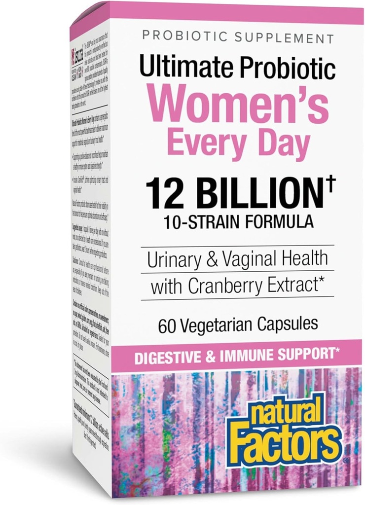 Doğal Faktörler Ultimate Probiyotik Kadınlar Her Gün - Digestive Health Support Supplement - Urinary Tract & Vaginal Health Support - 60 Vegetarian Capsules (60 Hizmet)
