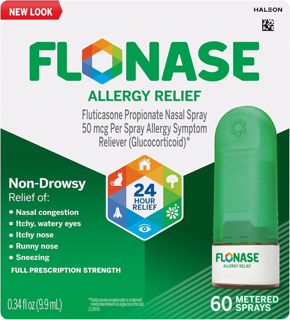 Flonase Alerji Yardımı Nasal Mix, 24 Saat Drowsy Alerji ilacı, Ölçümlü Nasal Mix - 60