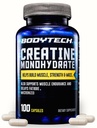 BODYTECH Kretine Monohidrat Capsules bir Micronized a Supports Muscle Strength, Mass ve Endurance (100 Capsules)