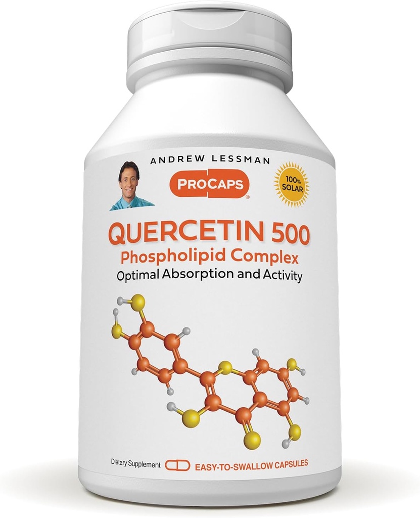 ANDREW LESSMAN Quercetin 500 mg - 30 Capsules - 500 mg Unique Quercetin Phospholipid Kompleksi, Sağlıklı Kalp, Circulatory ve Immune Function. Katkı yok.