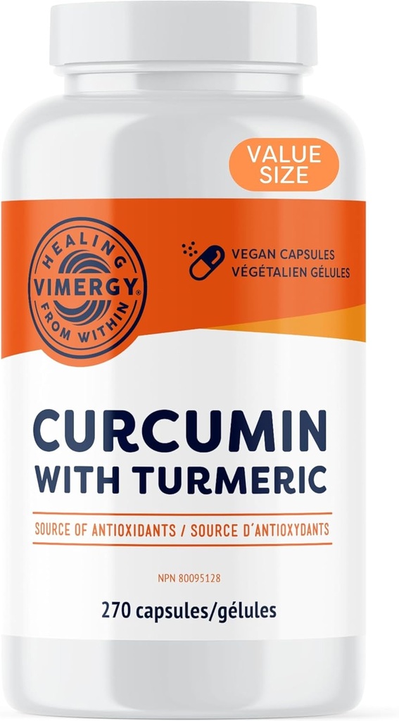 Turmeric Capsules ile Vimergy Curcumin – Bone Health & Mobility* – Supports Memory & Brain Function* – Kosher, Vegan & Gluten-Free – (270 ct.)
