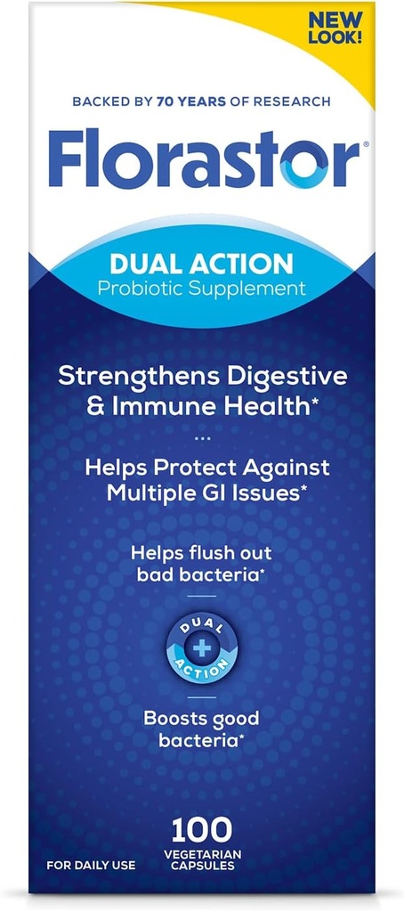 Florastor Probiotics for Digestive and Immune Health, 100 κάψουλες, Probiotics for Women & Men, Helps Flush Bad Vacctory, Ενισχύει το καλό με Μοναδικό Saccharomyces Boulardii μας