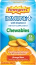 Emergen-C Immune+ Chewables 1000 mg Vitamin C with Vitamin D Tablet, Immune Support Diyetary Supplement for Immunity, Orange Blast Flavor - 42 Count