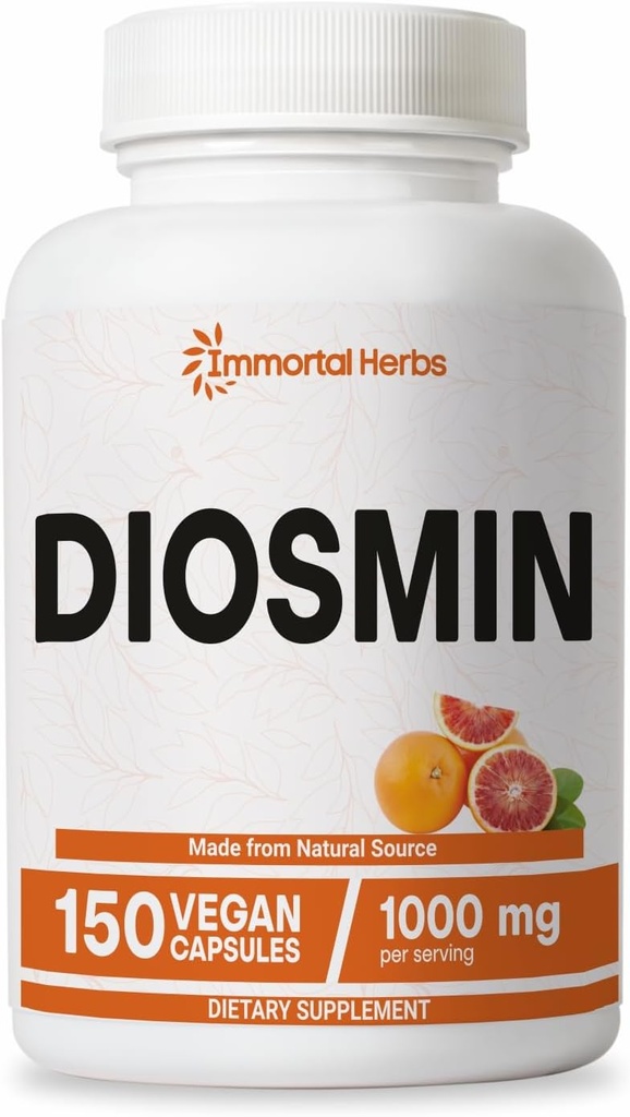 Pure Diosmin 1000 mg Kompleksi Formula, 150 Capsules, Citrus Bioflavonoyaks Zengin Meyvesi, %100 Vejetaryen, Non-GMO & Gluten Free Diosmin Supplement