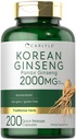 Carlyle Koreli Ginseng Capsules 2000 mg | 200 Capsules | Non-GMO ve Gluten Free Formula | Standardized Panax Reality Supplement