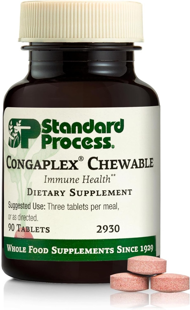 Standard Congaplex Process Chewable - Συμπλήρωμα για την υποστήριξη του ανοσοποιητικού συστήματος με βιταμίνη Α - Υποστηρίζει Thymus Gland & Protein Synthesis - Μη- Dairy & Non-Soy - 90 Tablets (30 Services)