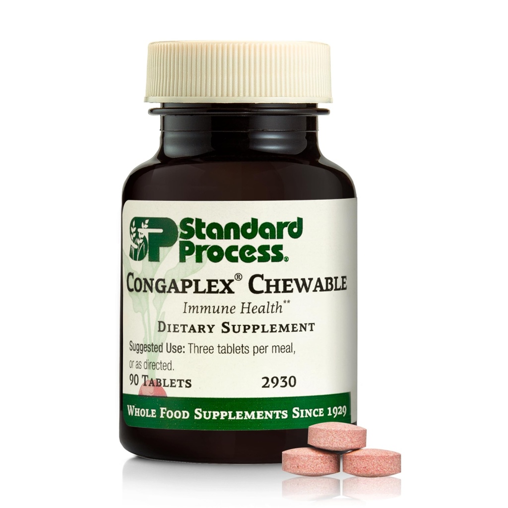 Standard Congaplex Process Chewable - Συμπλήρωμα για την υποστήριξη του ανοσοποιητικού συστήματος με βιταμίνη Α - Υποστηρίζει Thymus Gland & Protein Synthesis - Μη- Dairy & Non-Soy - 90 Tablets (30 Services)