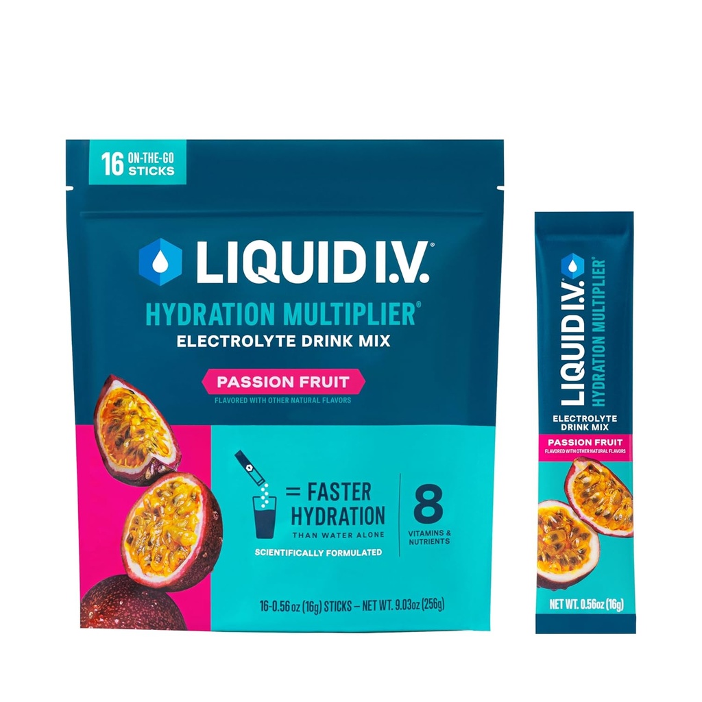 Sıvı I.V.® Hydration Multiplier - Tutku Meyvesi | Elektrolyte Toz İçecek Mix | 1 Pack (16 hizmet)