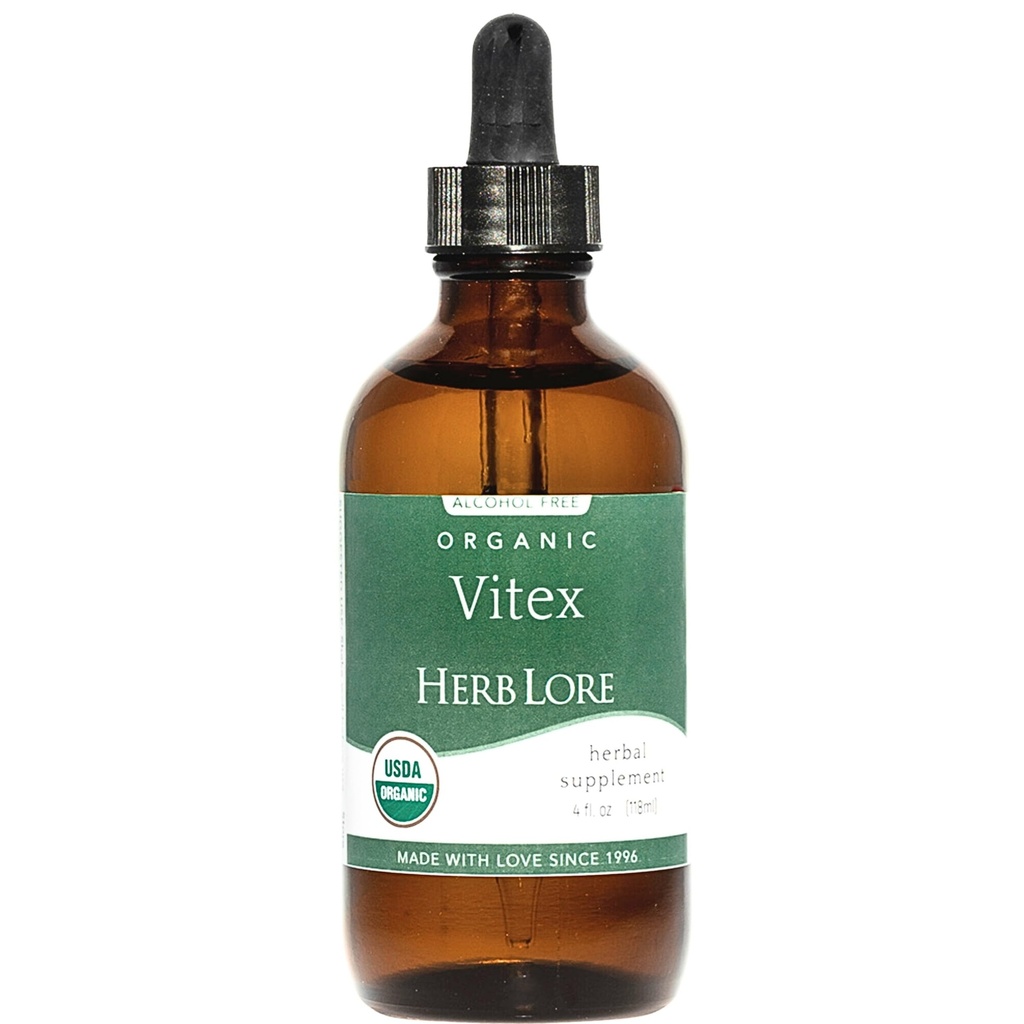 Herb Lore Vitex Tincture - USDA Organik Chasteberry Extract Supplement for Women - Alkol Free Chaste Tree Supplement - Vegan Drops 4 Fl Oz