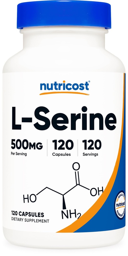 Nutricost L-Serine 500 mg, 120 Capsules, 120 Hizmet - Vegetarian Capsules, Non-GMO, Gluten Free